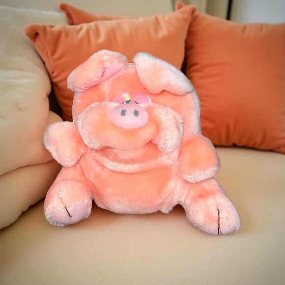 Vintage 1993 Mattel Emotion Pink Pig Plush Stuffed Animal Plush Toy 6” - Picture 1 of 6